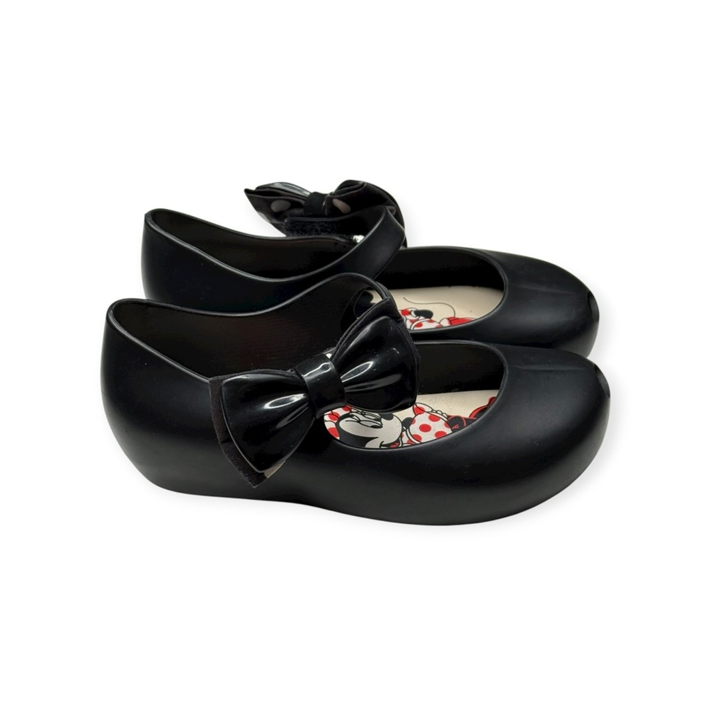 Mini Melissa 𖠌 Minnie Mouse Disney Ultra Bow Jelly Flat Shoes 𖠌 Black 𖠌 Girls 10 - Picture 3 of 16